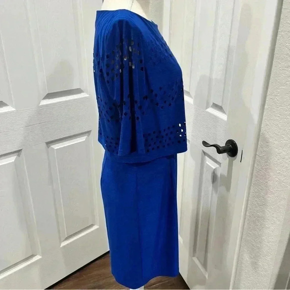 Tahari ASL dark cobalt blue lined with cut outs flattering style - Picture 10 of 10
